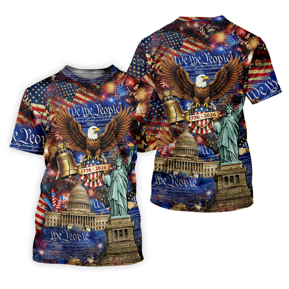 We The People Festive Celebration US Flag Golf Shirt, 250 Years 4th Of July Golf Shirts For Men