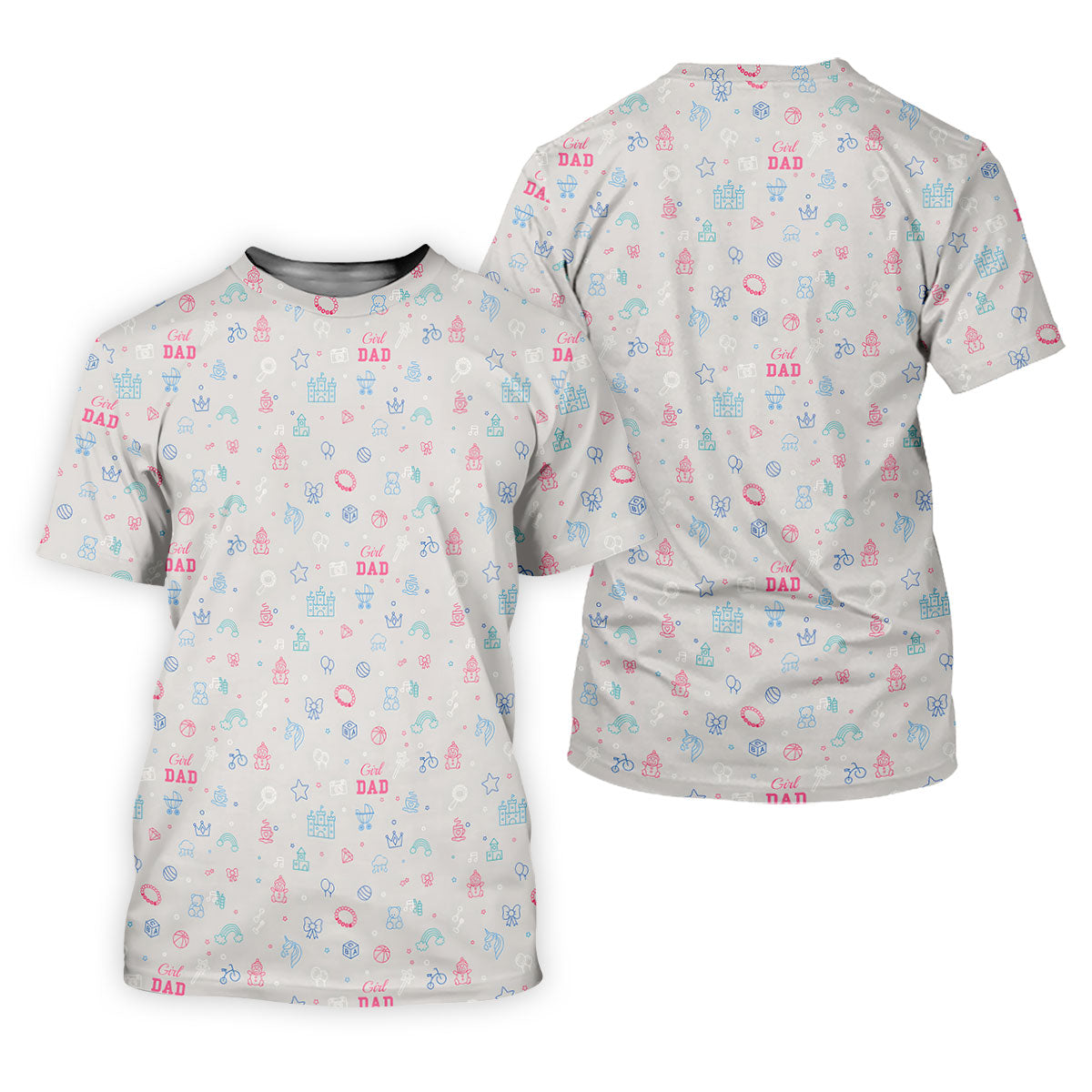 Dad Daughter Doodle Pattern Cute Golf Shirt, Father's Day Golf Shirt, Golf Gift For Dad