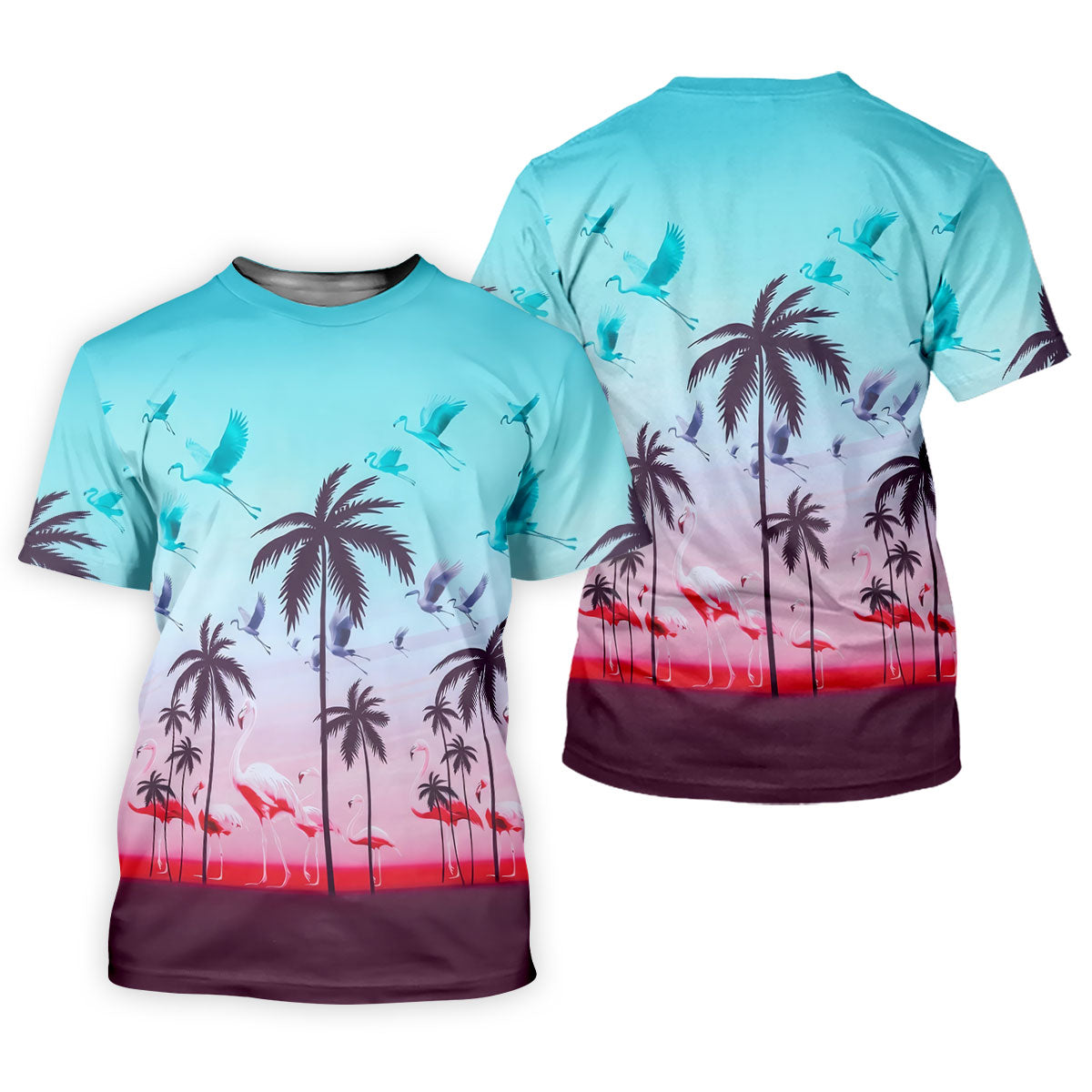 Tropical Flamingo Sunset Hawaiian Golf Shirt, Women's Golf Apparel, Golf Shirts For Women