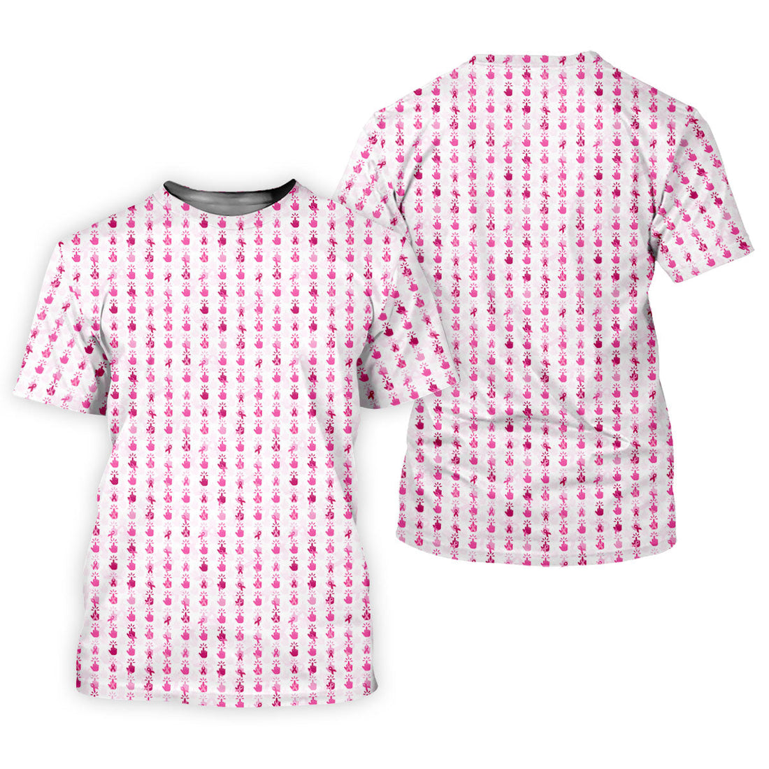 Pink Ribbon Finger Touch Breast Cancer Polo Shirt, Women's Golf Tops, Printed Golf Shirt