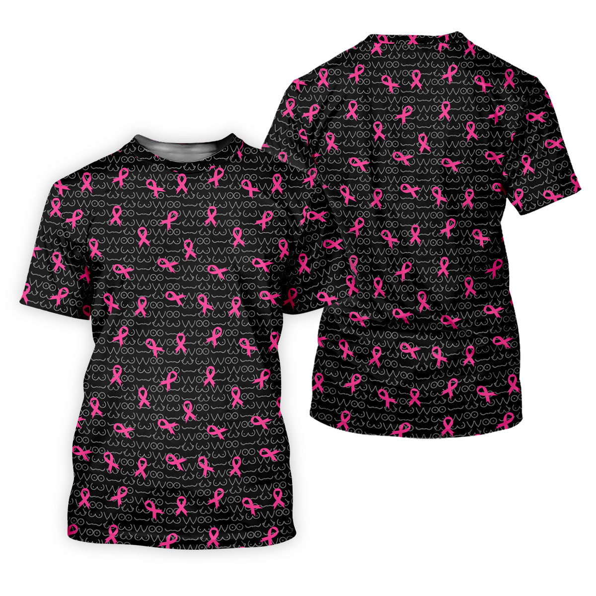 Black Golf Polo with Pink Ribbon, Men's Golf Polo Shirt, Breast Cancer Awareness Shirt, Funny Golf Shirt