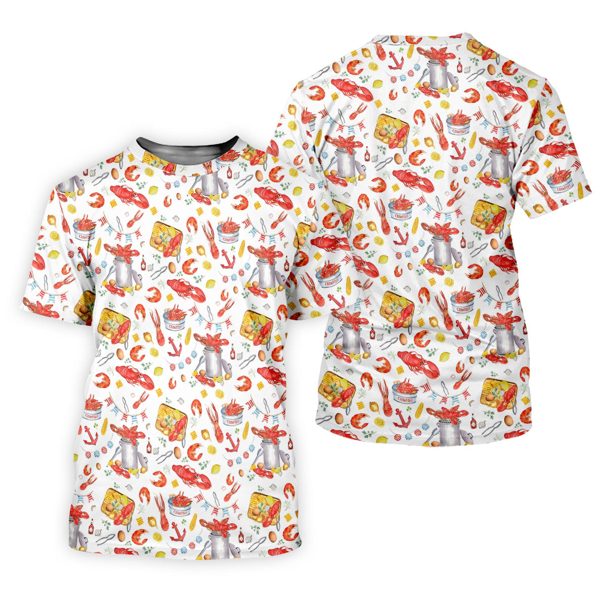 Crawfish Boil Seafood Pattern Polo Shirt, Hawaiian Golf Shirt, Golf Polo Shirts For Men