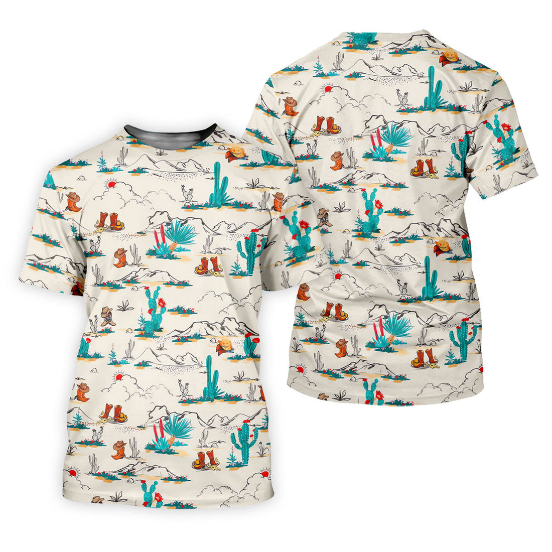 Western Desert Cowboy Boots Pattern Golf Shirt, Men's Golf Shirt, Printed Golf Shirts