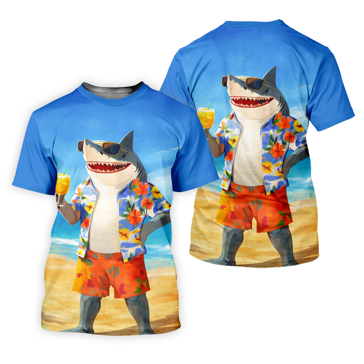 Funny Shark On Tropical Beach Vacation Golf Polo Shirt, Golf Shirts For Women, Women's Golf Apparel