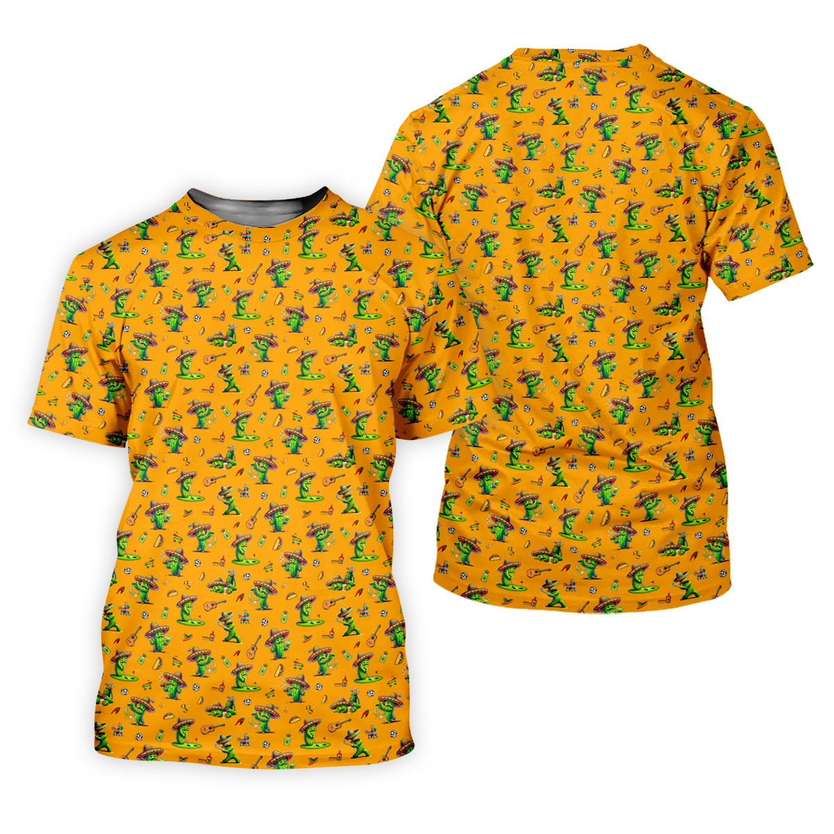 Cartoon Mustach Funny Cactus Cinco De Mayo Celebration Fiesta Themed Orange Golf Shirt For Women