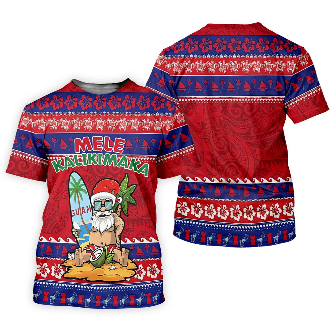 Tropical Santa Mele Kalikimaka Christmas Golf Shirt, Men's Golf Shirt, Hawaiian Golf Shirt, Printed Golf Shirts