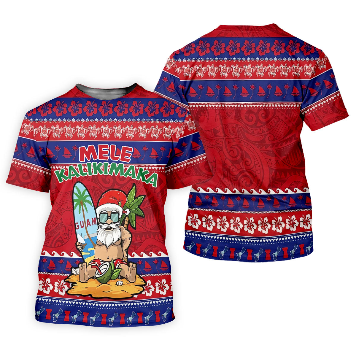 Tropical Santa Mele Kalikimaka Christmas Golf Shirt, Men's Golf Shirt, Hawaiian Golf Shirt, Printed Golf Shirts