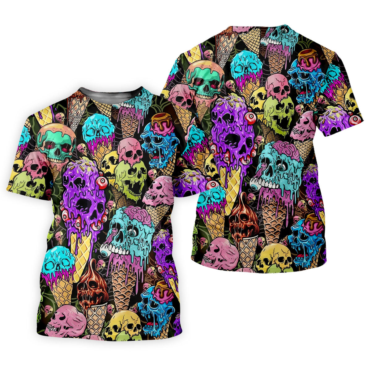Melting Skull Ice Cream Halloween Golf Shirt, Golf Apparel For Men, Mens Golf Shirts