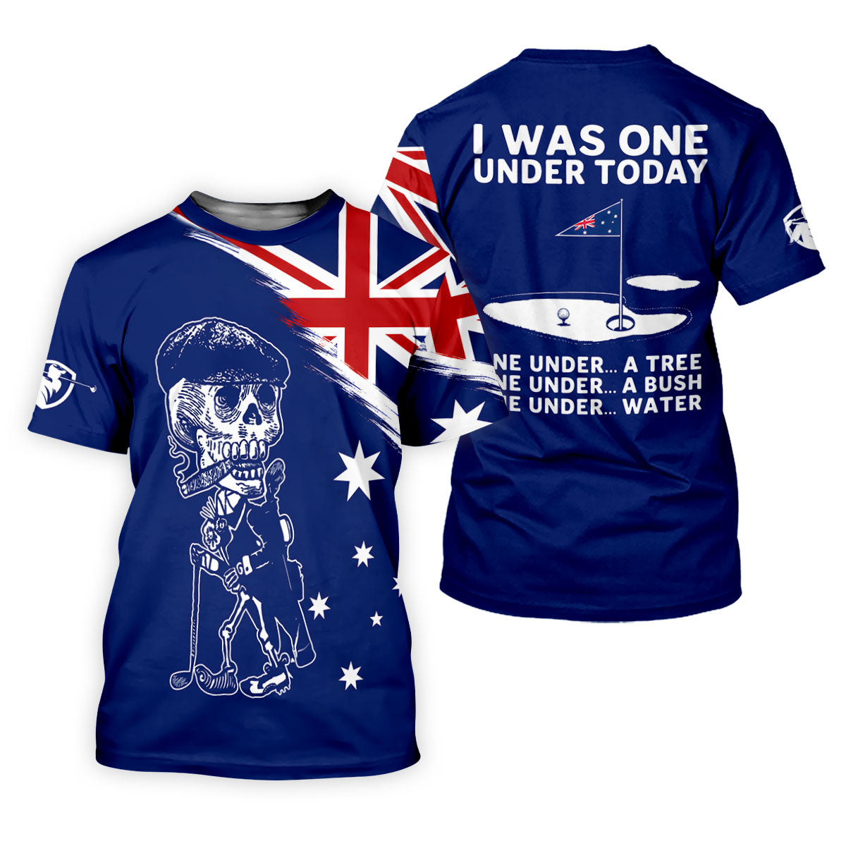 I Was One Under Today Skeleton Golfer Australia Flag Print Ladies Golf Tops, Golf Shirt For Women