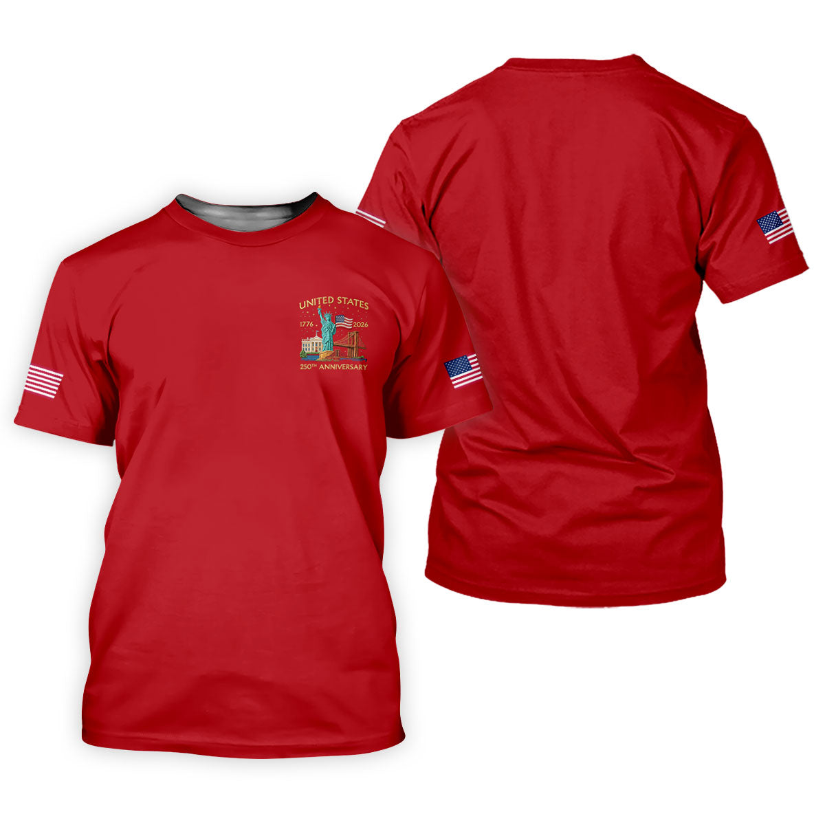American Symbols Red Patriotic Golf Shirt, US 250 Years 4th Of July Golf Shirt For Women