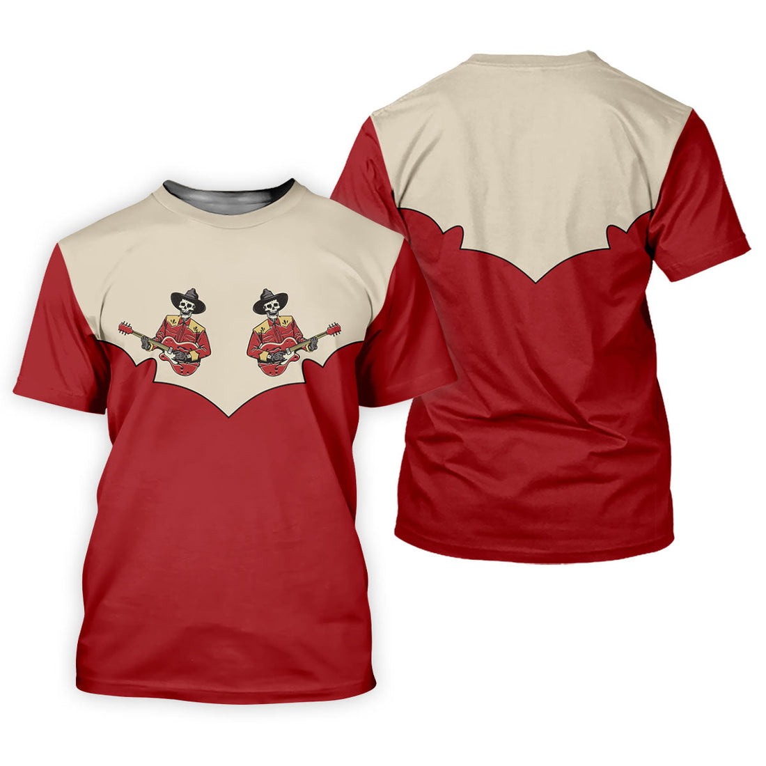 Western Skeleton Guitar Golf Polo Shirt, Golf Polo Shirts For Men, Hawaiian Golf Shirt