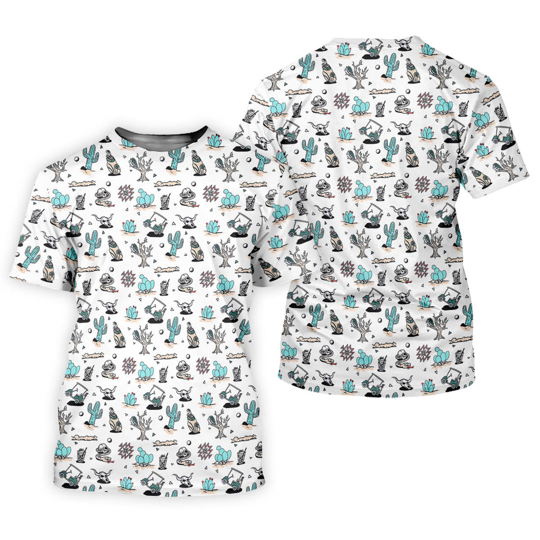White Desert Golf Pattern Golf Polo Shirt, Women's Golf Polo, Hawaiian Golf Shirt