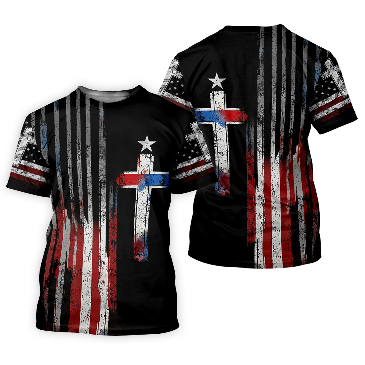 Faith Cross US Flag Golf Shirt, 250 Years Retro Golf Shirt, Patriotic 4th Of July Women's Golf Tops