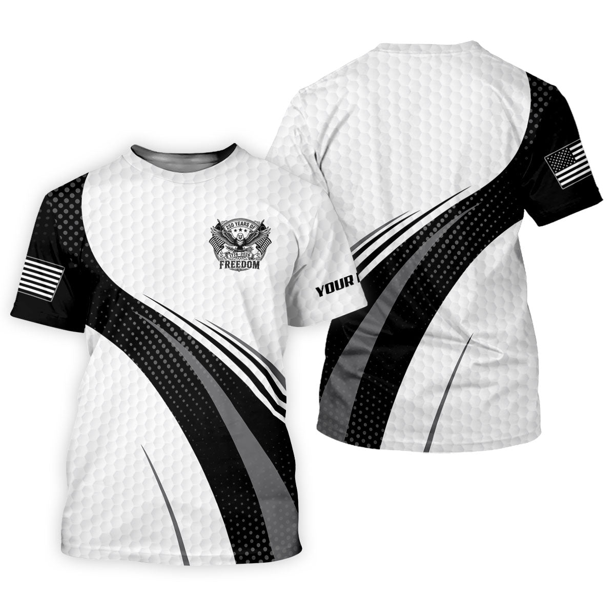 250 Years Of Freedom Black And White Patriotic Golf Shirt, 4th Of July Golf Shirt For Women