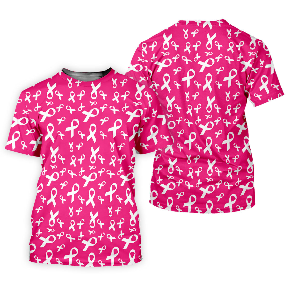 Hot Pink Breast Cancer Awareness Ribbon Polo Shirt, Ladies Golf Tops, Women’s Golf Polo