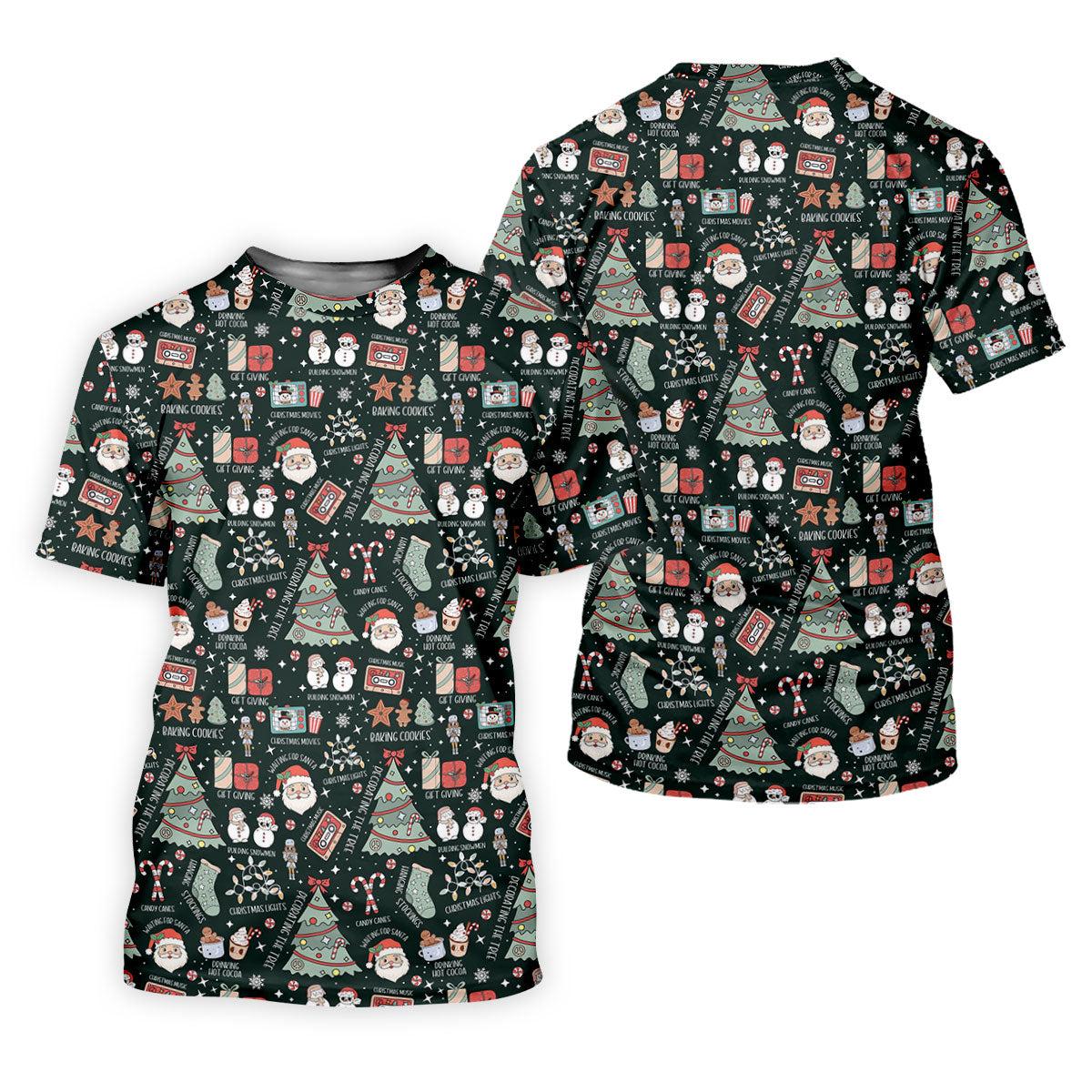 Cute Santa Claus Gift Green Men's Golf Polo Shirts, Christmas Golf Shirt, Polo Shirts For Men