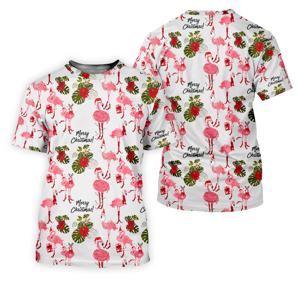 Flamingo Merry Christmas Golf Shirt For Men, Christmas Golf Shirt Polos, Men Golf Apparel