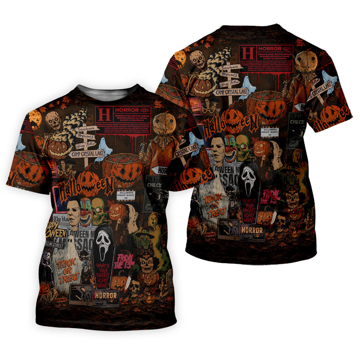 Horror Character Halloween Collage Golf Polo Shirt, Womens Golf Apparel, Ladies Golf Tops
