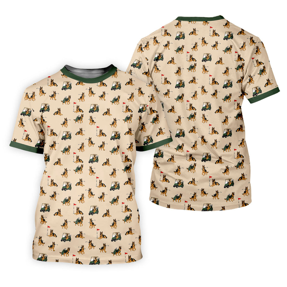 German Shepherd Golf Pattern Polo Shirt, Golf Shirts For Men, Mens Golf Apparel