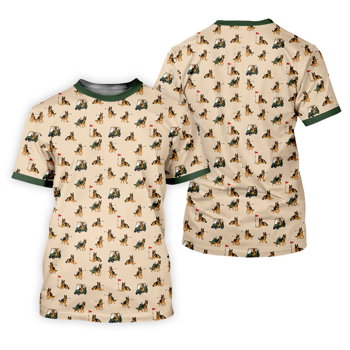 German Shepherd Golf Pattern Polo Shirt, Golf Shirts For Men, Mens Golf Apparel