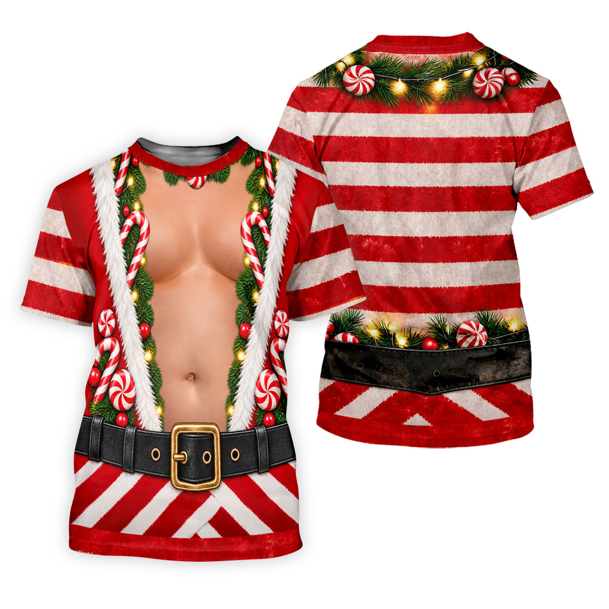 Christmas Candy Cane Santa Suit Polo Shirt, Mens Golf Shirts, Golf Apparel For Men