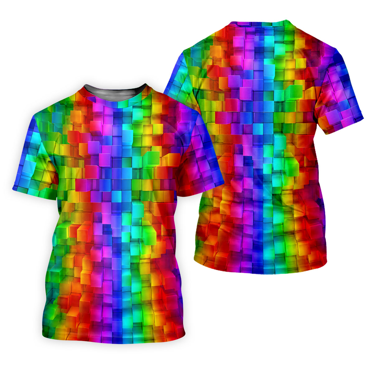 Rainbow Cube 3D Effect LGBT Support Ladies Golf Tops, Gay Pride Month Celebrate Golf Shirt For Women