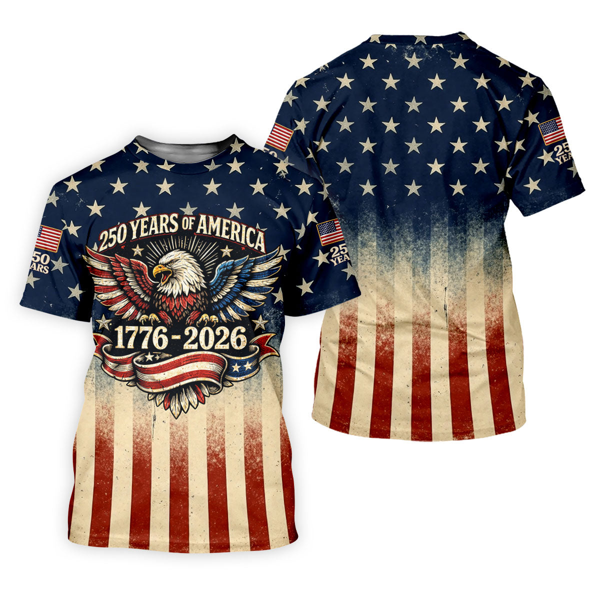250 Years Bald Eagle US Flag Retro Golf Shirt, Patriotic 4th Of July Golf Shirt For Women