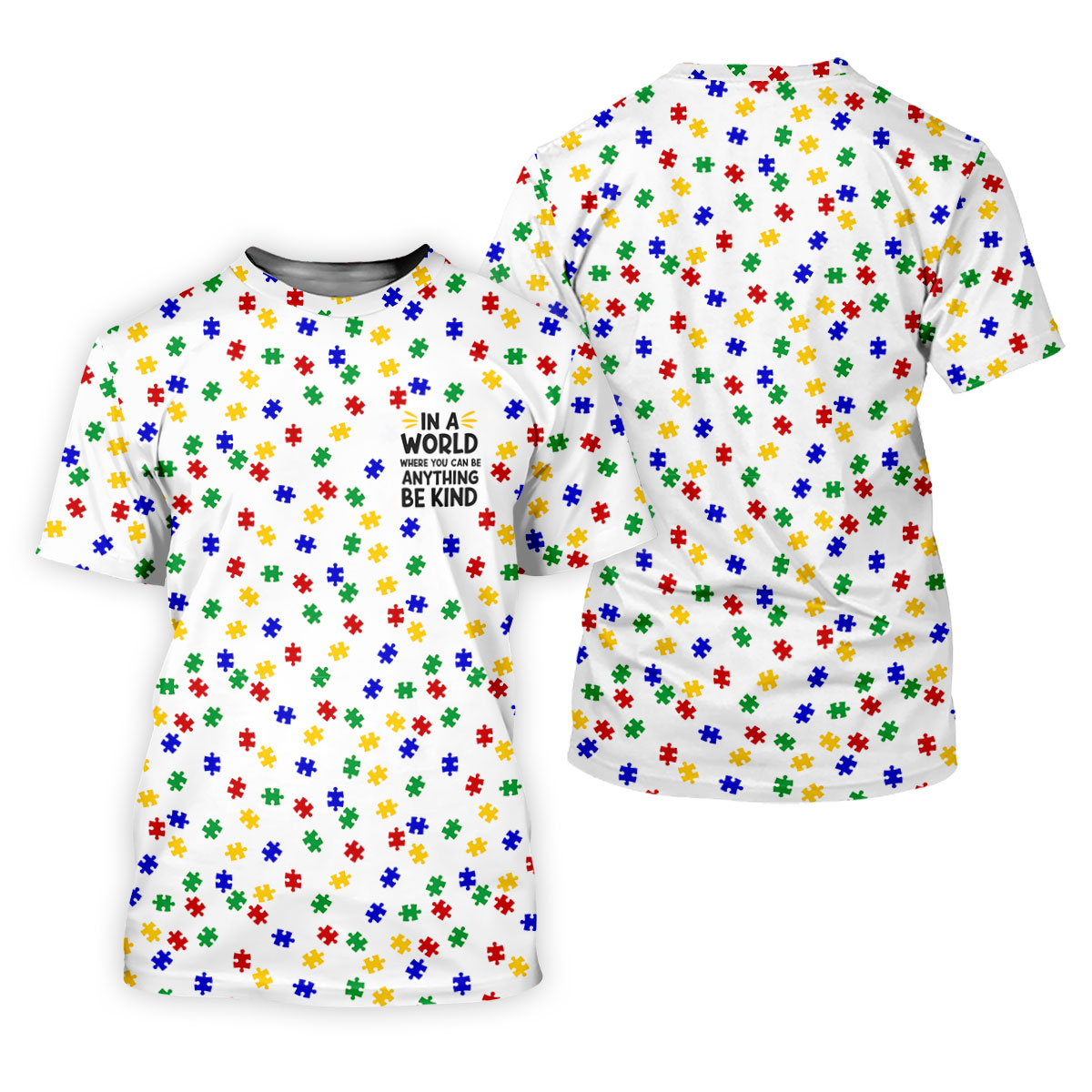 In A World Where You Can Be Anything Be Kind Golf Tops For Men, Autism Awareness Color Golf Shirts For Men