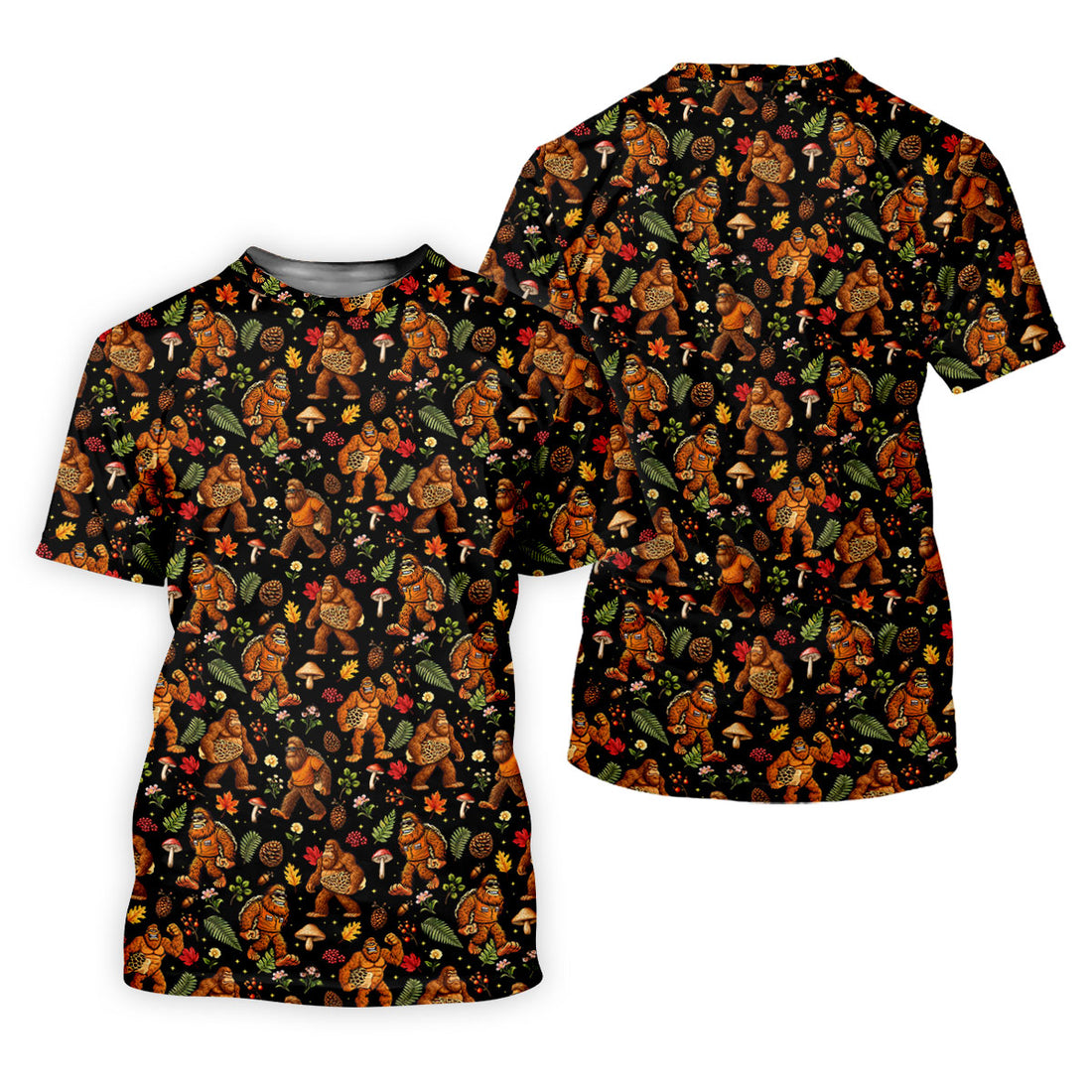 Autumn Bigfoot Forest Pattern Polo Shirt, Women’s Golf Apparel, Hawaiian Golf Shirt, Golf Tops For Women
