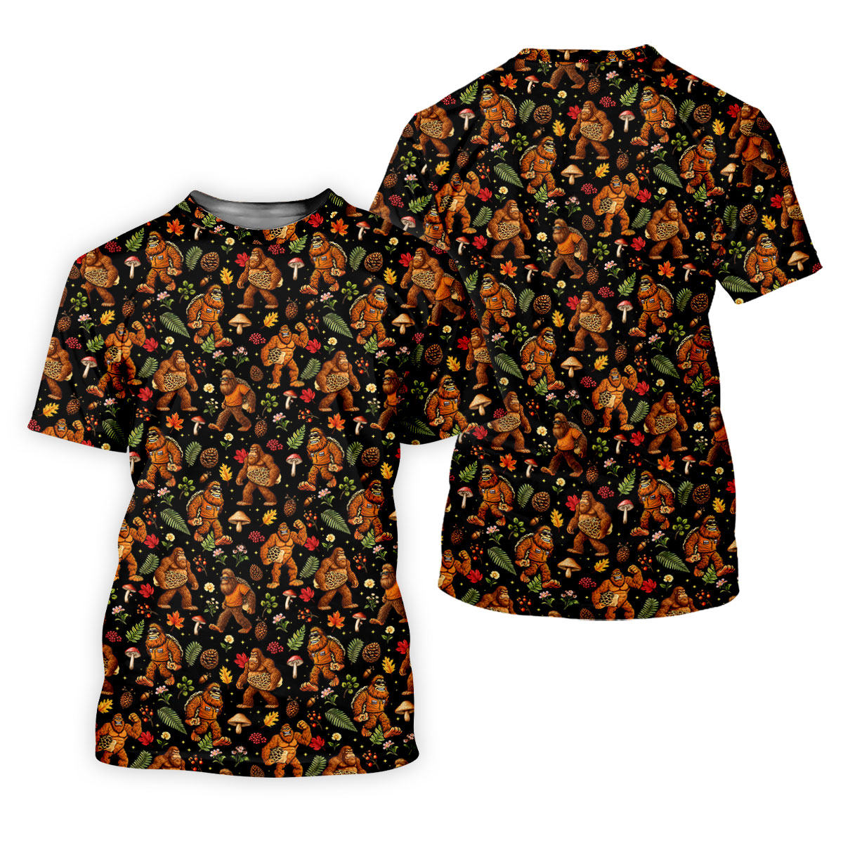 Autumn Bigfoot Forest Pattern Polo Shirt, Women’s Golf Apparel, Hawaiian Golf Shirt, Golf Tops For Women