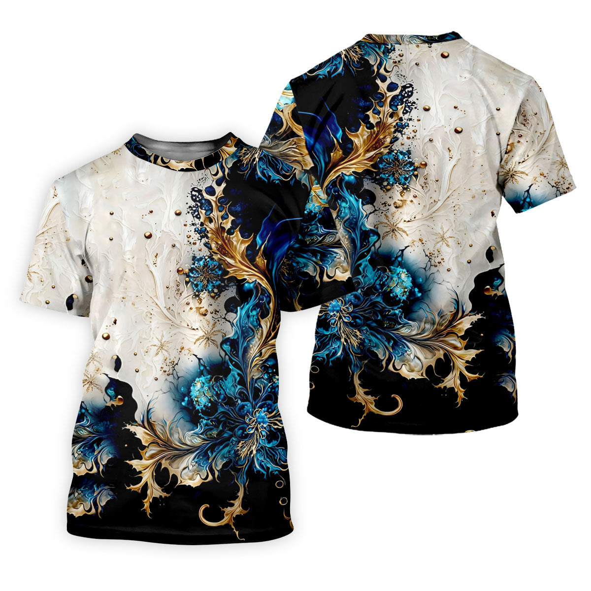Metallic Flower Fractal Art Hawaiian Golf Shirt, Retro Golf Shirt, Polo Shirts For Men