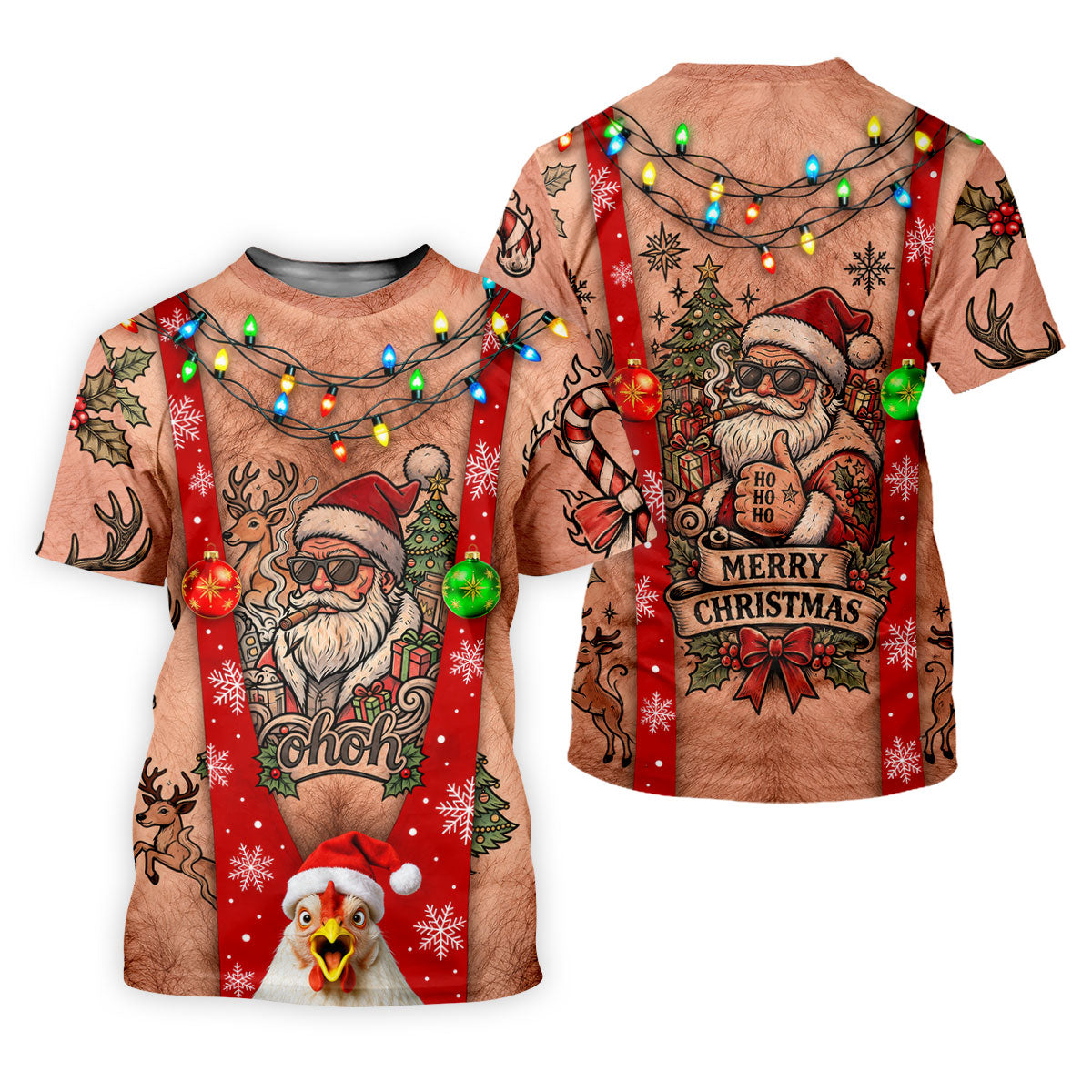 Funny Santa Suspenders Christmas Golf Polo Shirt, Mens Golf Polo, Golf Apparel For Men