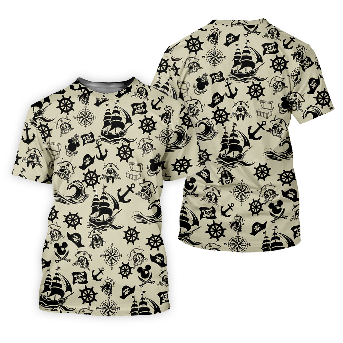 Vintage Pirate Nautical Pattern Golf Polo Shirt, Golf Shirts For Women, Women’s Golf Polo