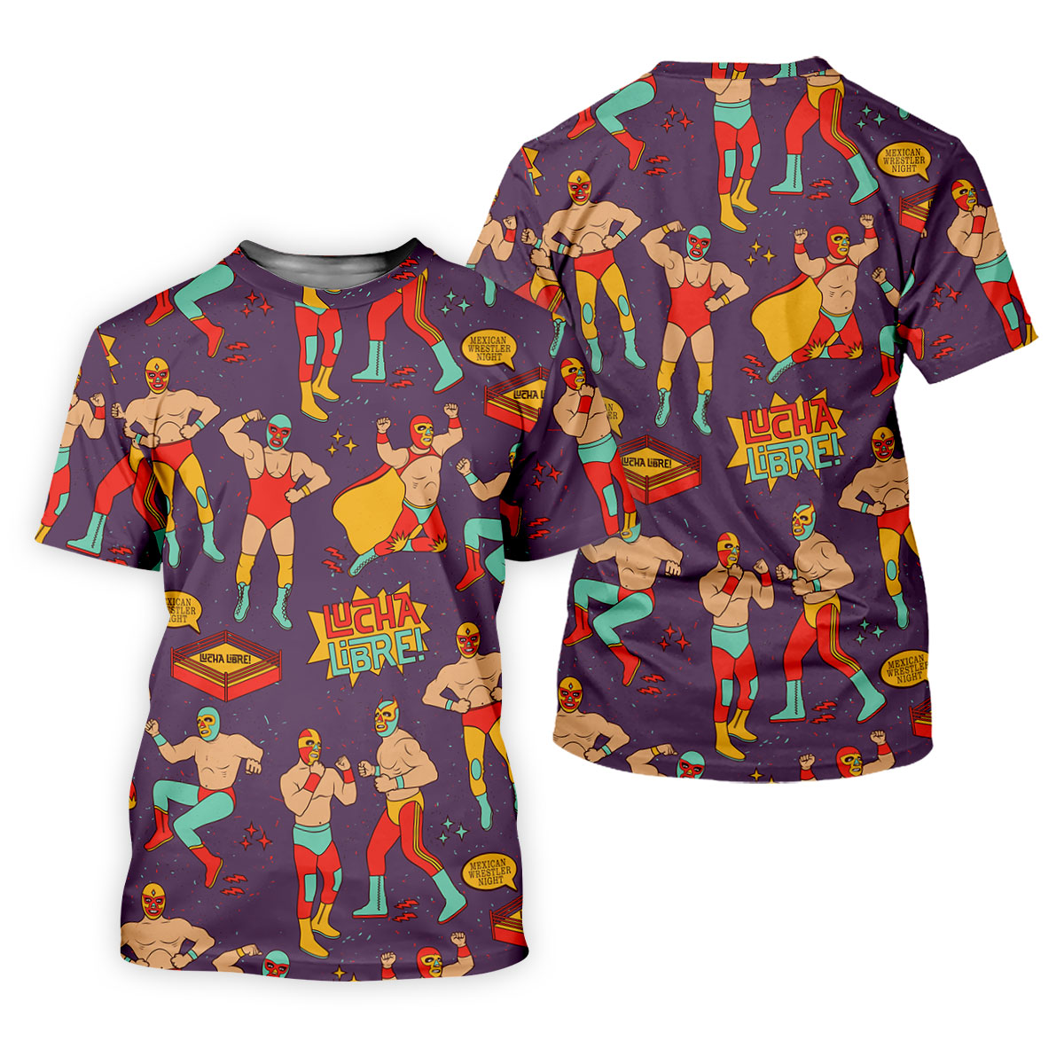 Purple Lucha Libre Mexican Wrestler Pattern Golf Shirt, Men's Golf Shirt, Mens Polo Shirts