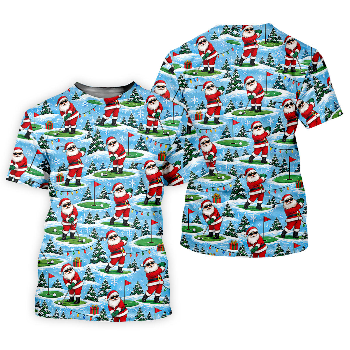Santa Playing Golf In Snow Christmas Golf Shirt, Mens Golf Polo, Golf Shirts For Men