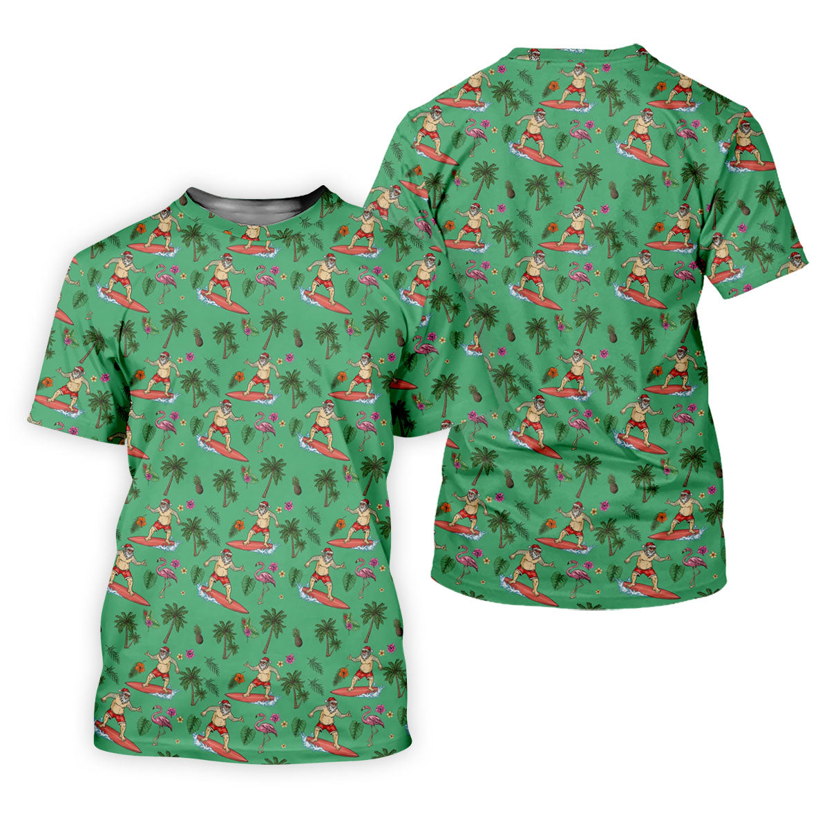 Santa Flamingo Tropical Golf Shirt, Christmas Golf Shirt, Women’s Golf Apparel