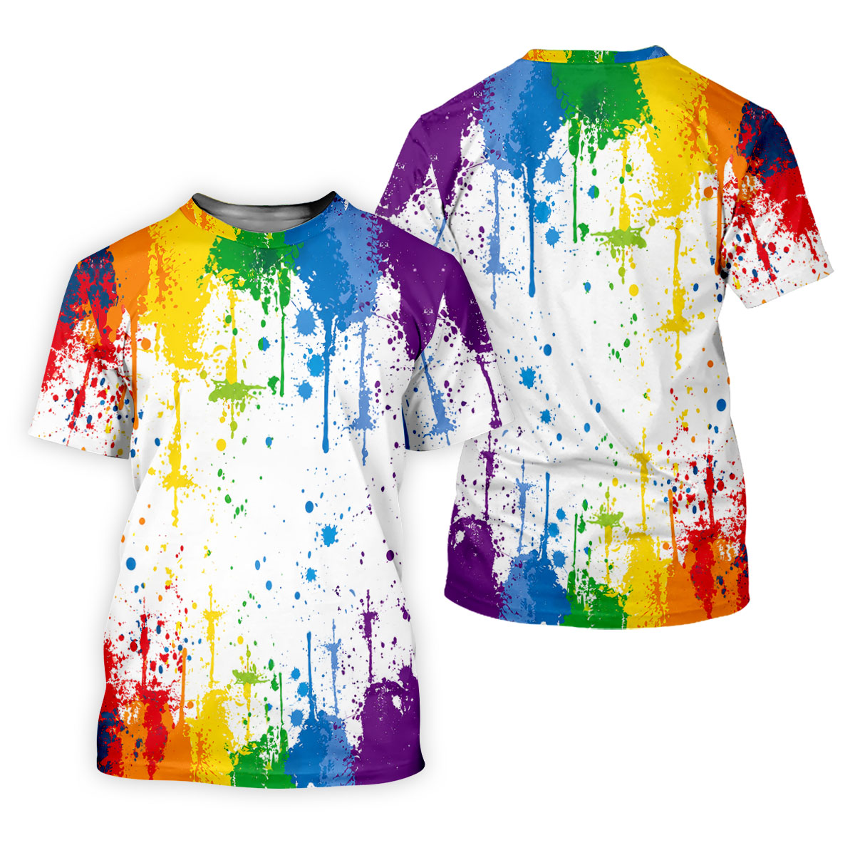 Rainbow Paint Splatter LGBT Support Golf Tops For Men, Pride Month Golf Shirts For Men