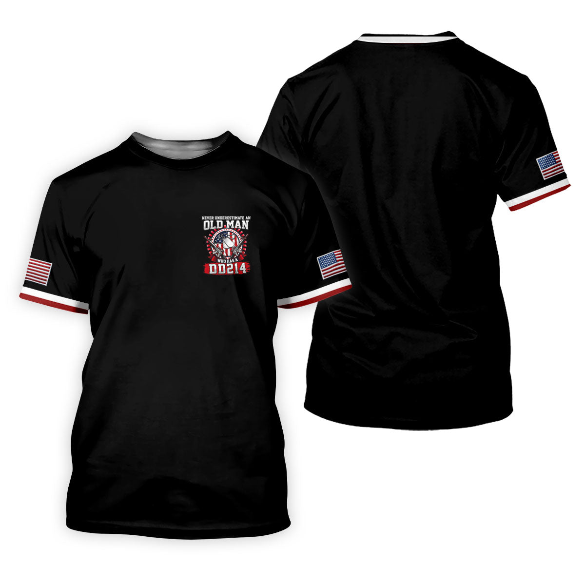 Never Underestimate An Old Man Who Was A DD214 Veterans Golf Shirts For Men, 250 Years Patriotic Golf Shirt