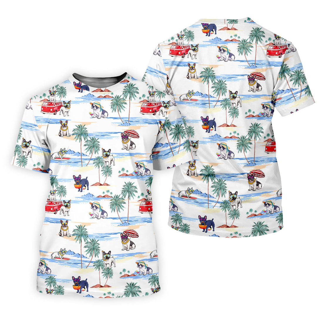 French Bulldog Beach Vacation Hawaiian Golf Polo Shirt, Ladies Golf Tops, Golf Polo For Women