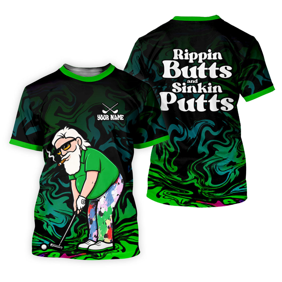 Funny Rippin Butts And Sinkin Putts Polo Shirt, Mens Golf Polo, Golf Apparel For Men