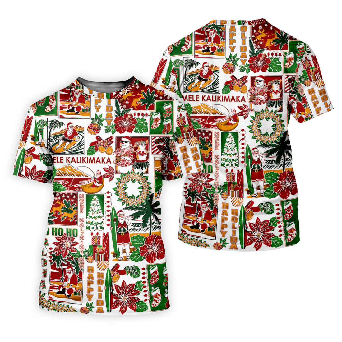 Men's Mele Kalikimaka Hawaiian Christmas Golf Shirt, Tropical Santa Holiday Golf Shirt, Golf Apparel For Men
