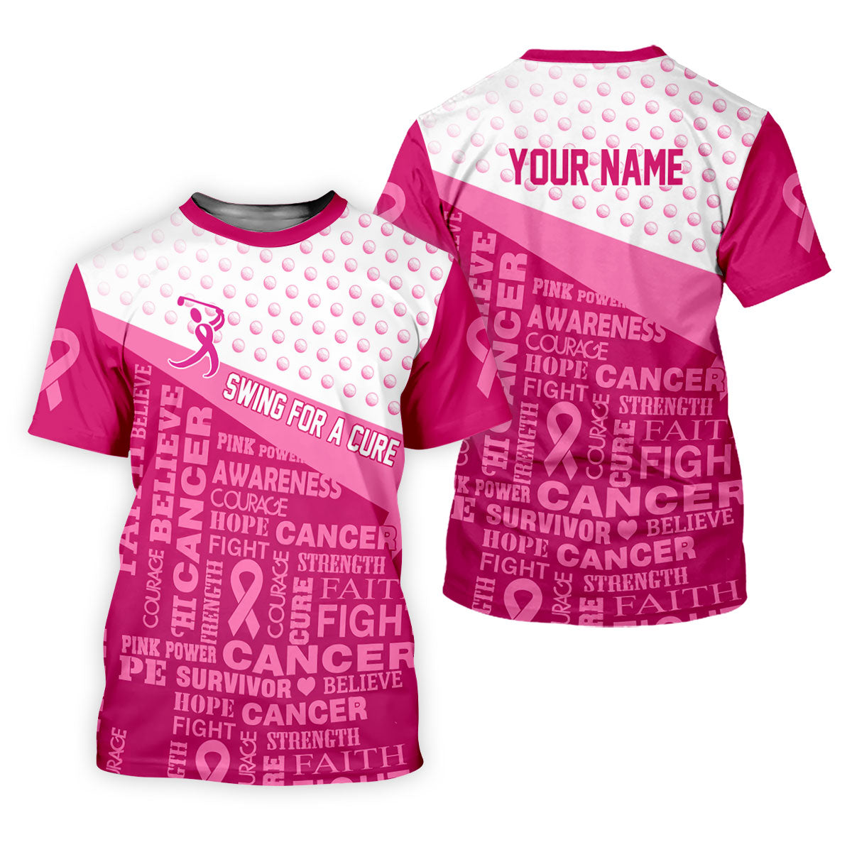 Custom Swing For A Cure Breast Cancer Polo Shirt, Golf Shirts For Men, Printed Golf Shirts