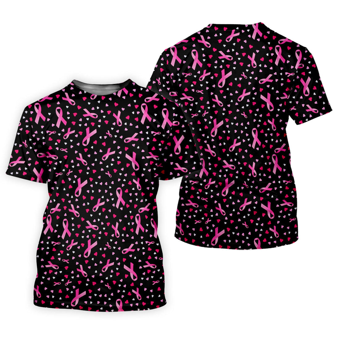 Black Pink Ribbon Heart Breast Cancer Polo Shirt, Ladies Golf Shirt, Women's Golf Tops
