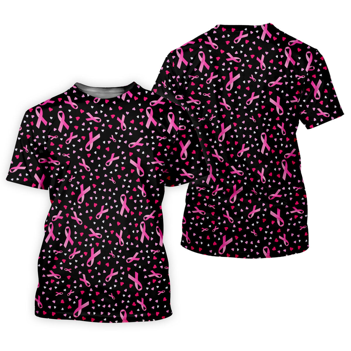 Black Pink Ribbon Heart Breast Cancer Polo Shirt, Ladies Golf Shirt, Women's Golf Tops
