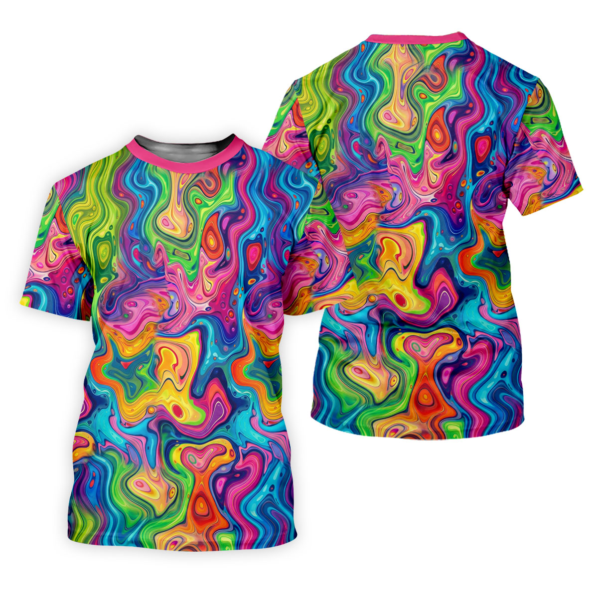 Liquid Marble Colorful Print Golf Tops For Men, Polo Shirts For Men, Golf Shirts For Men