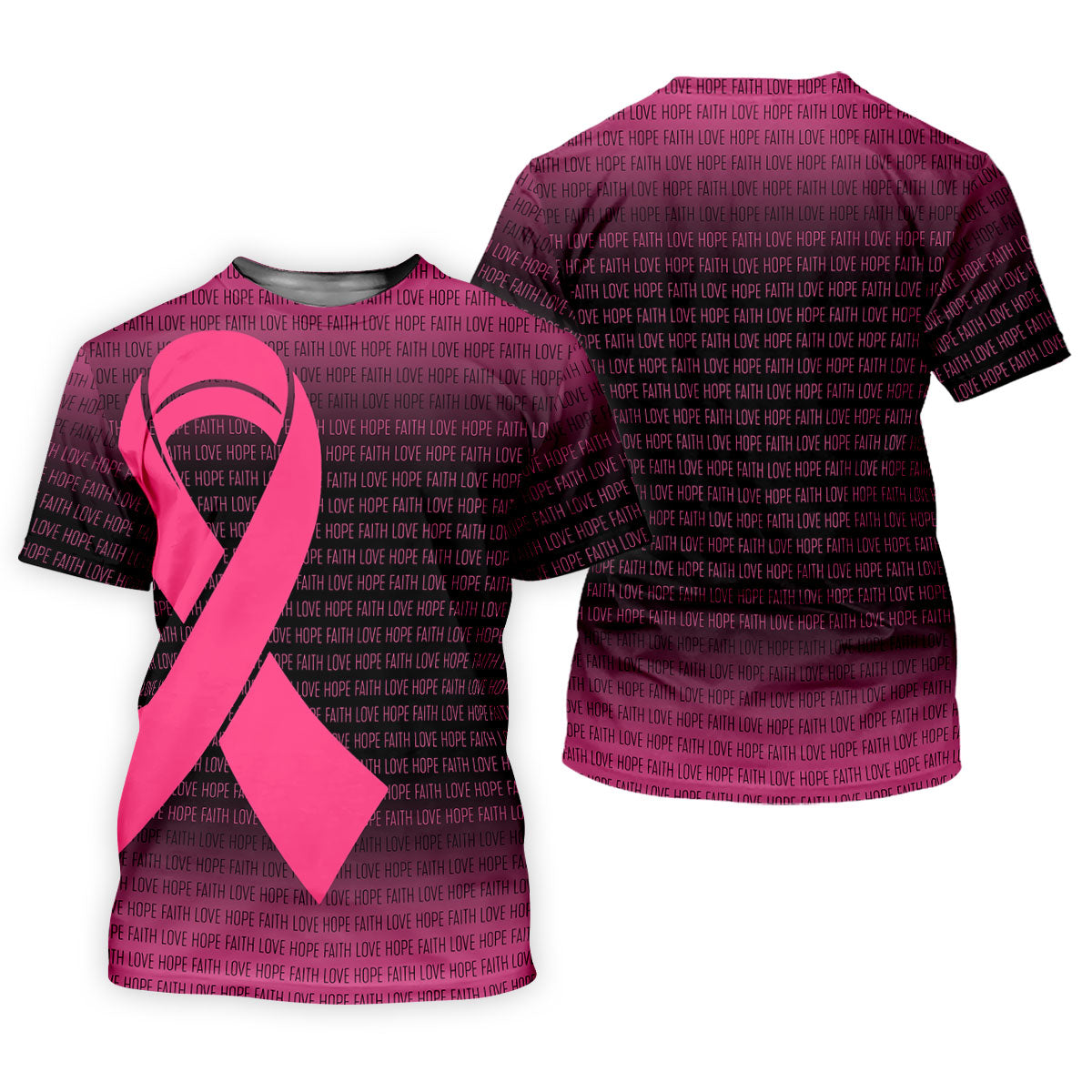 Faith Love Hope Pink Ribbon Breast Cancer Polo Shirt, Ladies Golf Tops, Women’s Golf Polo