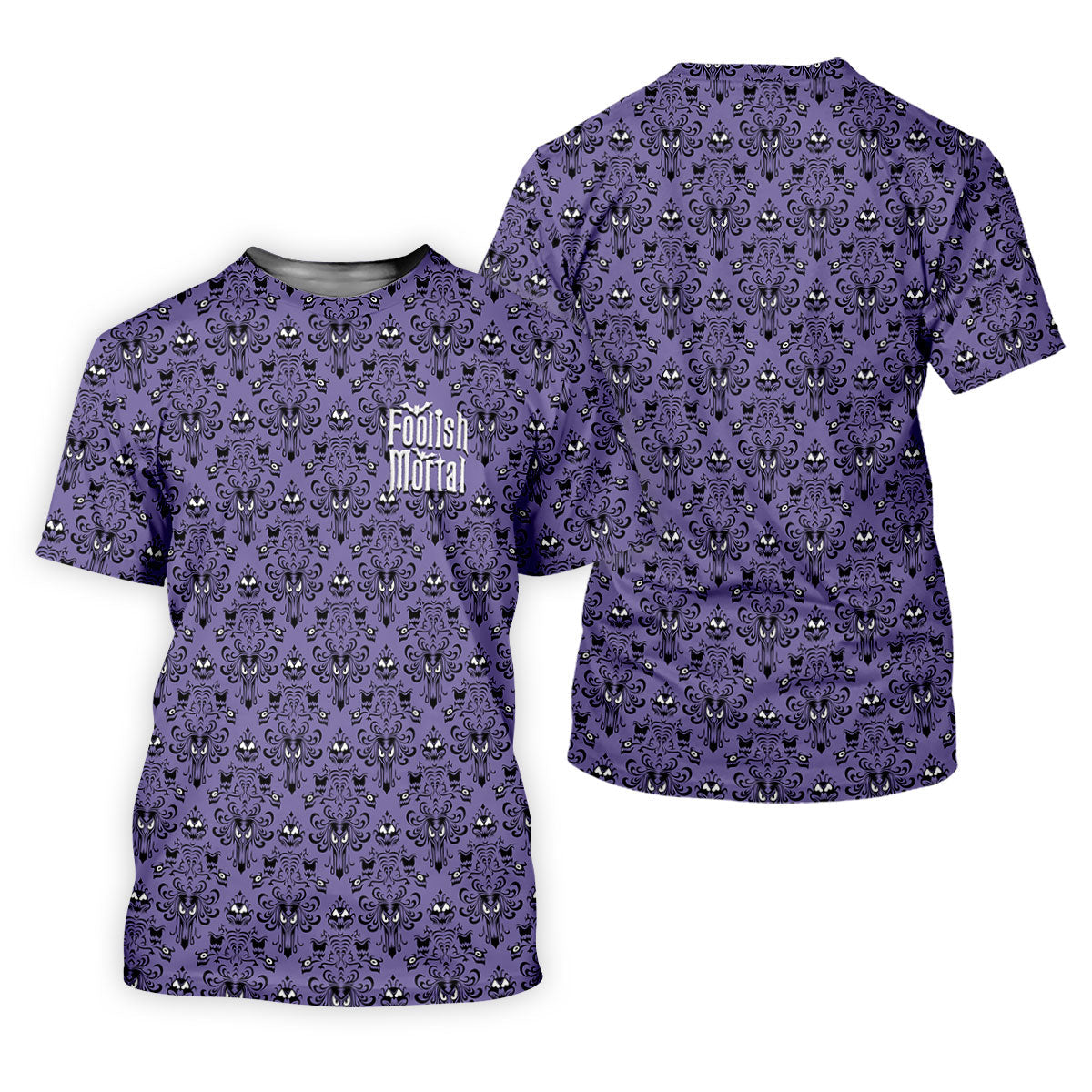 Foolish Mortal Haunted Pattern Golf Polo Shirt, Women's Golf Apparel, Halloween Shirt