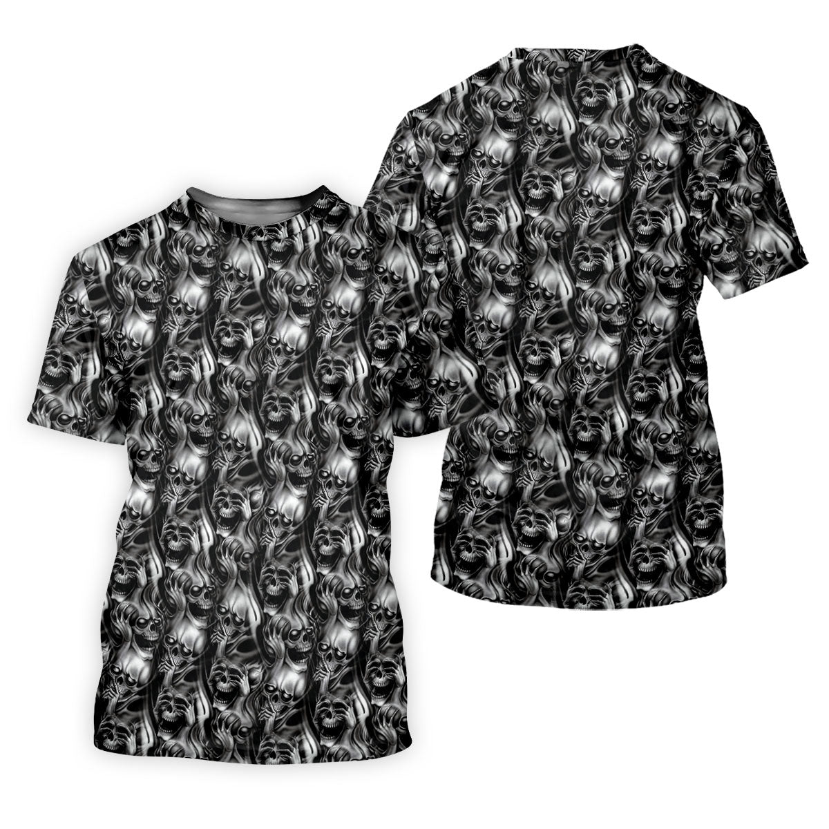 Dark Grim Reaper Skull Pattern Golf Polo Shirt, Mens Golf Polo, Golf Apparel For Men