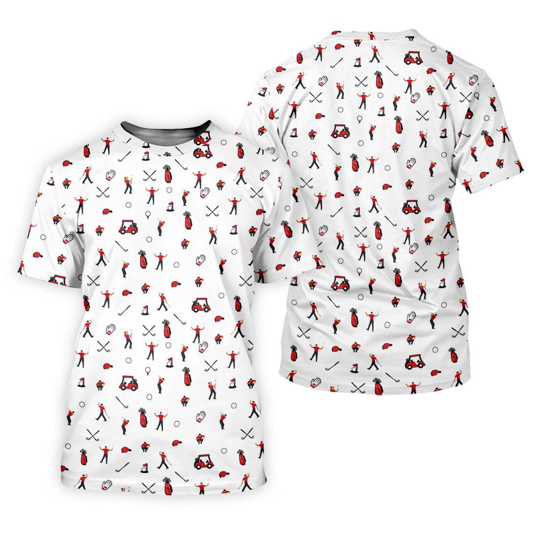 Golf Player Pattern Polo Shirt, Golf Polo Shirts For Men, Printed Golf Shirts