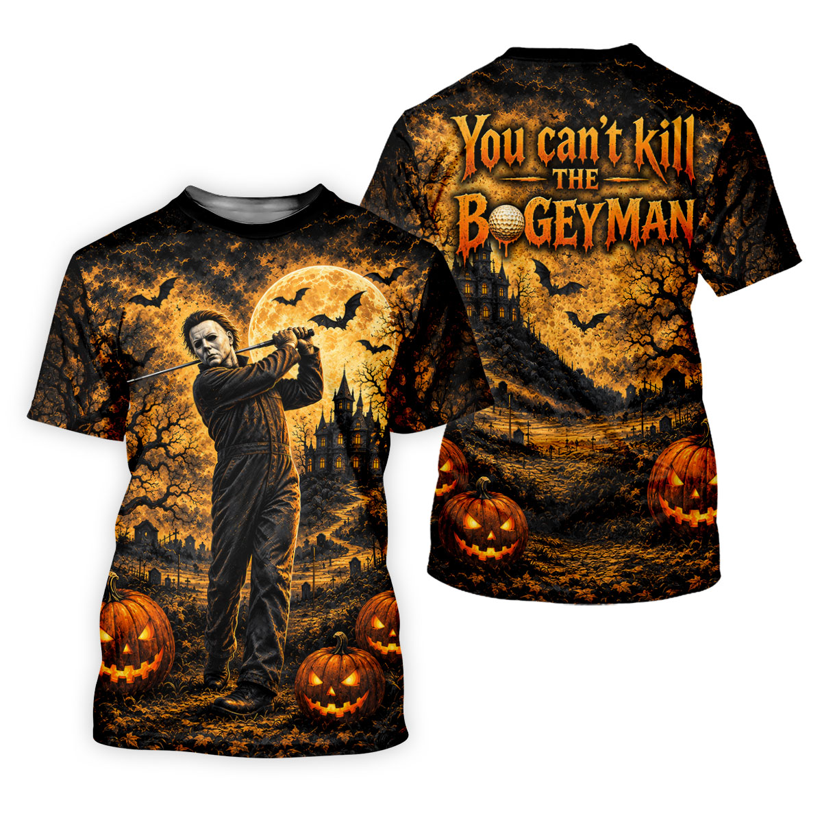 Bogeyman Horror Character Halloween Golf Polo Shirt, Mens Golf Polo, Mens Golf Shirts